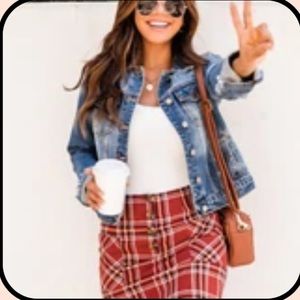 New- Pink Lily Rust Plaid Skirt